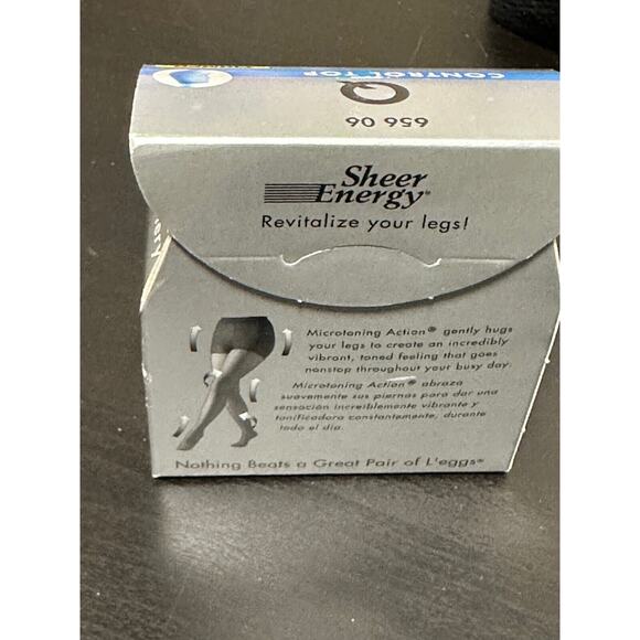 L'eggs Leegs Sheer Energy Control Top Sheer Toe Off Black size Q 65606 Firmer - Picture 2 of 4